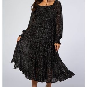 PinkBlush Black Floral Smock Dress